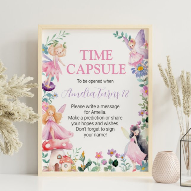 Fairy Girl Birthday Time Capsule Sign Poster (Skapare uppladdad)
