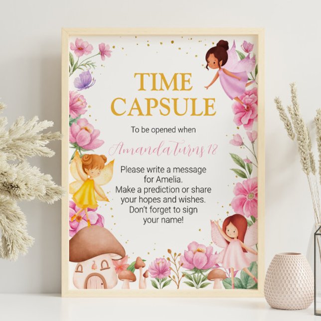 Fairy Girl Birthday Time Capsule Sign Poster (Skapare uppladdad)