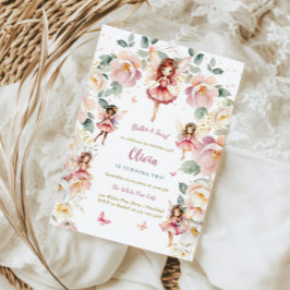 Fairy Girl Birthday Whimsical Enchancal Blommigt Inbjudningar