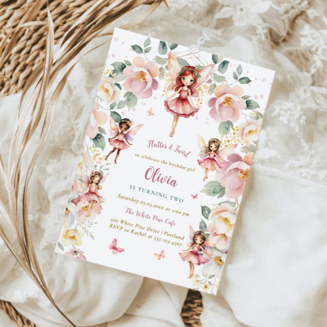 Fairy Girl Birthday Whimsical Enchancal Blommigt Inbjudningar (Skapare uppladdad)