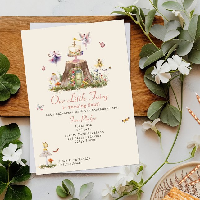 Fairy Girl Birthday Woodland Fairy Garden Inbjudningar (Skapare uppladdad)