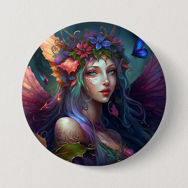 Fairy Girl Fantasy Art Button Knapp (Framsida)