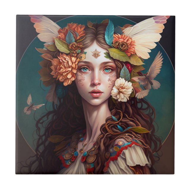 Fairy Girl Fantasy Art Ceramic Tile Kakelplatta (Framsidan)