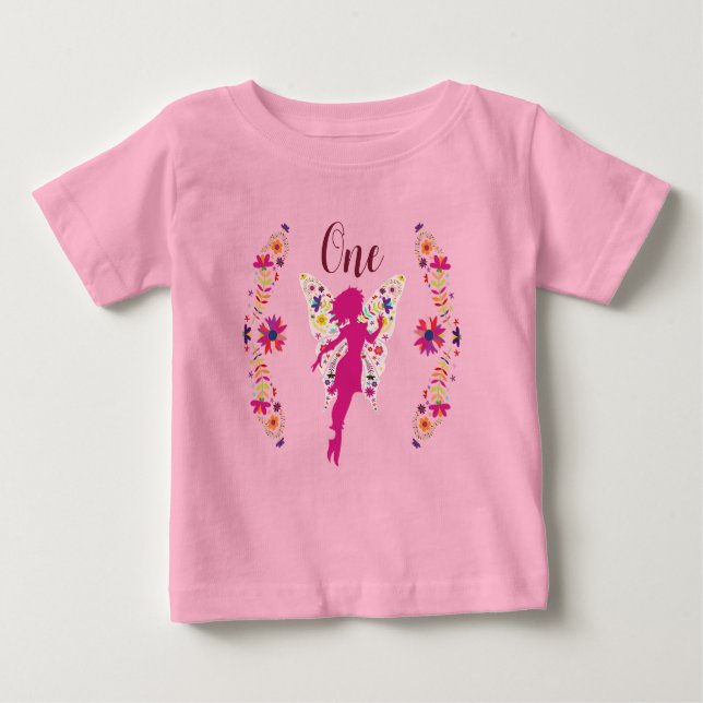 Fairy Girl First Birthday T Shirt (Framsida)