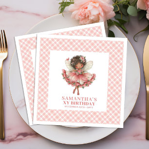 Fairy Girl Födelsedag Pastell Rosa Blommiga servet Pappersservett