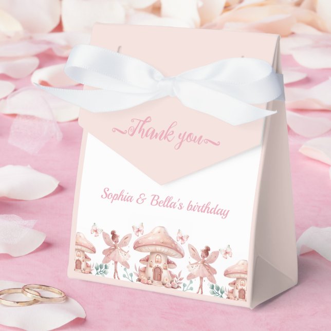 Fairy Girls Mushroom House Ribbon Twillingars Birt Presentaskar (Bröllop)