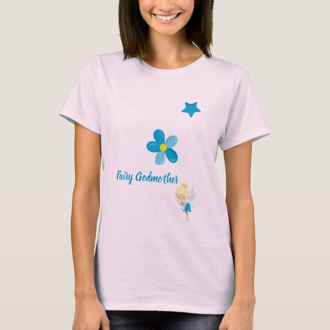 Fairy Godmother Anpassningsbar Text och Flowers T- T Shirt (Framsida)