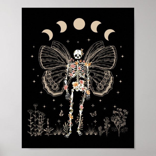 Fairy Grunge Fairycore Aesthetic Butterfly Skeleto Poster (Framsidan)