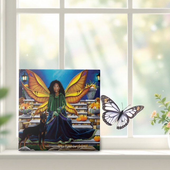 Fairy Guardian Doberman Hund Kakelplatta (Skapare uppladdad)