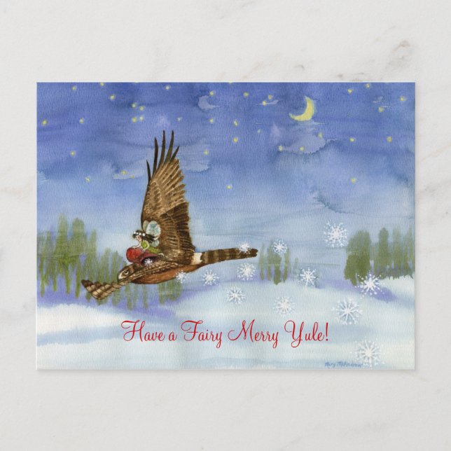 Fairy Hawk Yule-vykort Helg Vykort (Framsida)