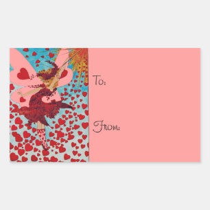 Fairy Hearts CHANGE FÄRG ~ Square Stickers Rektangulärt Klistermärke