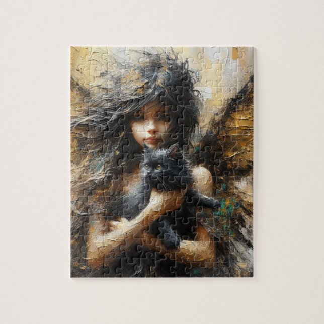 Fairy Holding a Cute Kitten Pussel (Vertikal)