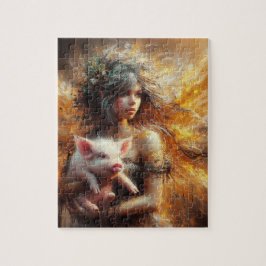 Fairy Holding a Young Gris Pussel