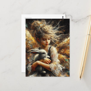 Fairy Holding a Young Rabbit Vykort