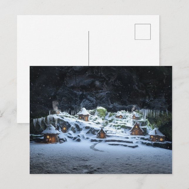 Fairy Homes in a Winter Hollow Chirstmas Vykort (Fram/baksida)