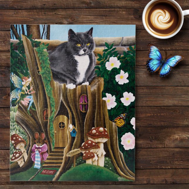 Fairy House Garden Cat Pussel (Skapare uppladdad)
