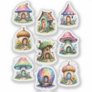 Fairy Houses Scrapbook Junk Journal Sticker Sheet Klistermärken