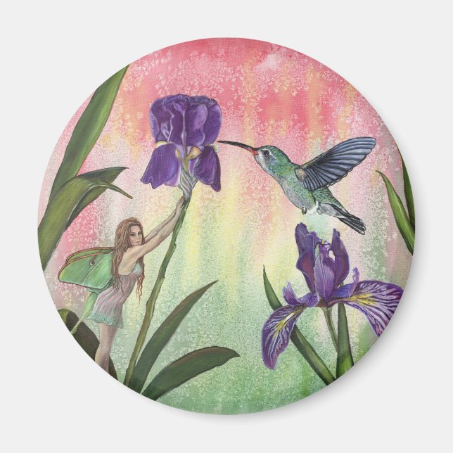 Fairy Hummingbird Iris Magnet (Framsidan)