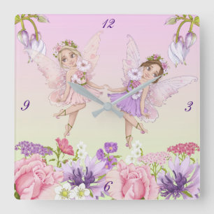 Fairy Illustrations Nursery Clock Fyrkantig Klocka