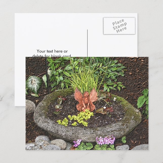 Fairy In A Garden Nature Art Personalized Vykort (Fram/baksida)