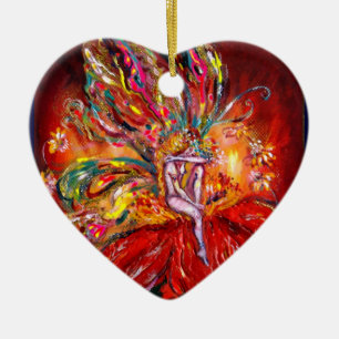 FAIRY IN RED VIBRANT RUBY HEART JULGRANSPRYDNAD KERAMIK