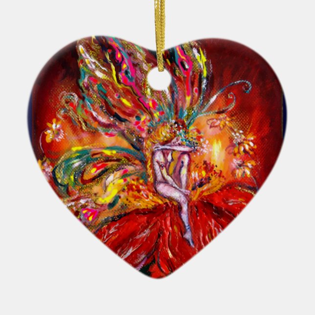 FAIRY IN RED VIBRANT RUBY HEART JULGRANSPRYDNAD KERAMIK (Framsidan)