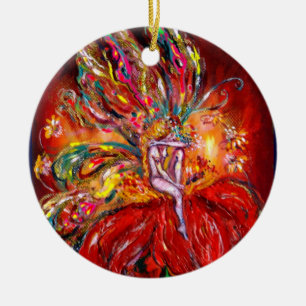FAIRY IN RED VIBRANT RUBY JULGRANSPRYDNAD KERAMIK