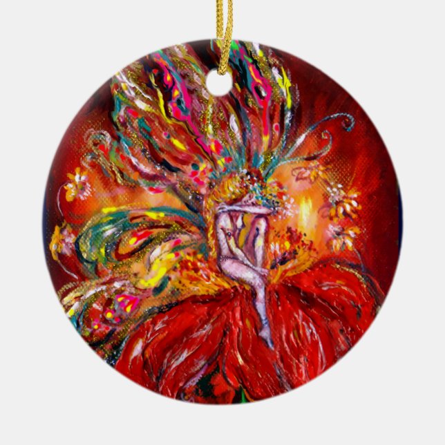 FAIRY IN RED VIBRANT RUBY JULGRANSPRYDNAD KERAMIK (Framsidan)