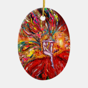 FAIRY IN RED VIBRANT RUBY JULGRANSPRYDNAD KERAMIK