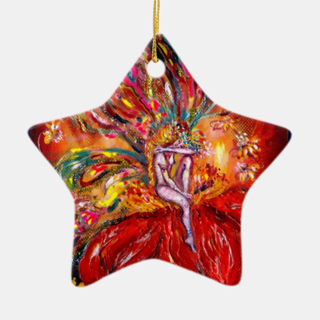 FAIRY IN RED VIBRANT RUBY STAR JULGRANSPRYDNAD KERAMIK (Framsidan)