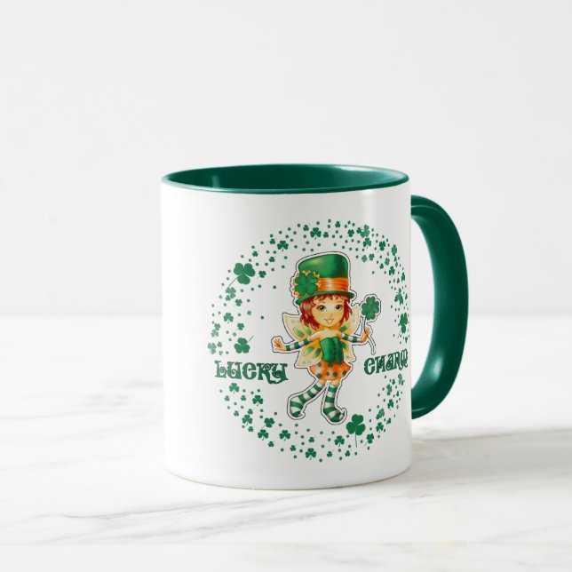 Fairy Irish Girl Custom Name St. Patrick's Day Mugg (Framsida höger)