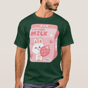 Fairy kei pastel jordgubbsbär mjölk söt rosa kawai t shirt