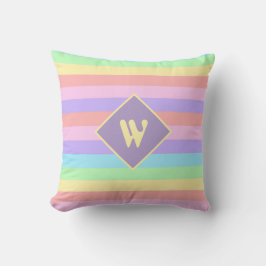 Fairy Kei Pastell Regnbågsrandig Monogram Kudde