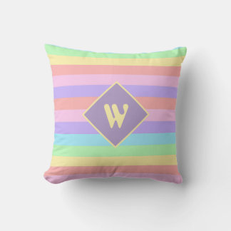 Fairy Kei Pastell Regnbågsrandig Monogram Kudde