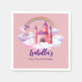 Fairy Kid's Birthday Fairytale Castle Rainbow  Pappersservett