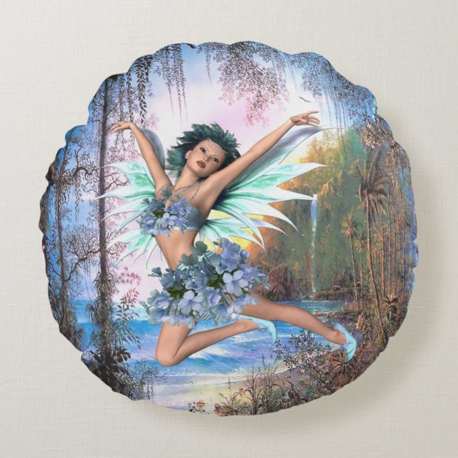Fairy Kingdom forest dreamland fantasi Rund Kudde (Framsidan)