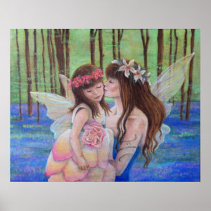 Fairy Kisses ART PRINT Mor och Dotter Poster