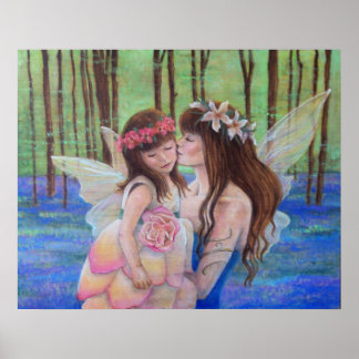 Fairy Kisses ART PRINT Mor och Dotter Poster