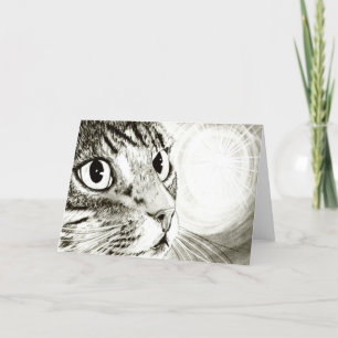 Fairy Light Tabby katt Fantasy Art Card Helgkort