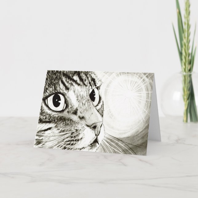 Fairy Light Tabby katt Fantasy Art Card Helgkort (Framsida)