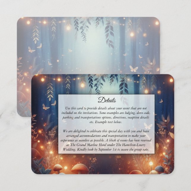 Fairy Lights and Moonlit Forest Magic Wedding Tilläggskort (Fram/baksida)