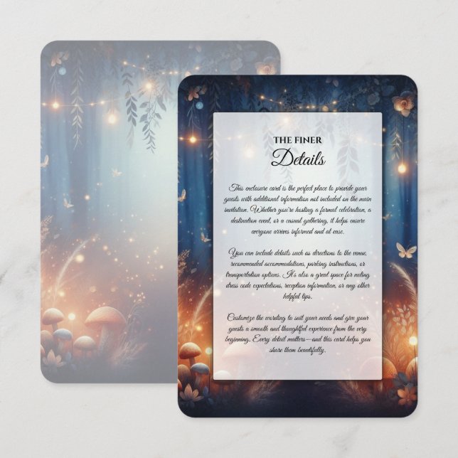 Fairy Lights and Moonlit Forest Magic Wedding Tilläggskort (Fram/baksida)