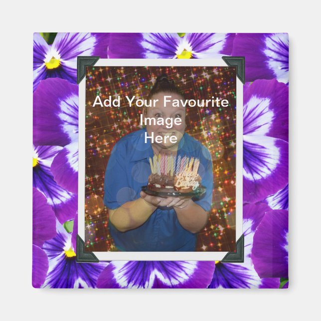 Fairy Lila Fairy Pansies, Photo Ram Magnet (Framsidan)