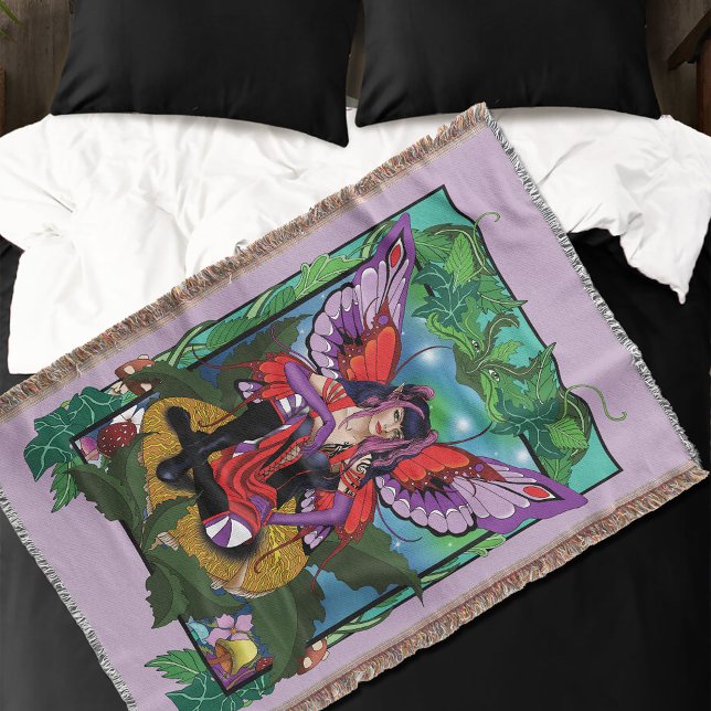 Fairy Lila Red Mushroom Gothic Filt (Skapare uppladdad)