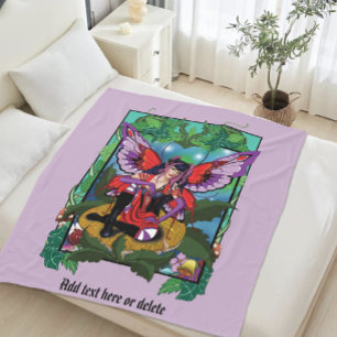 Fairy Lila Red Mushroom Gothic Fleecefilt