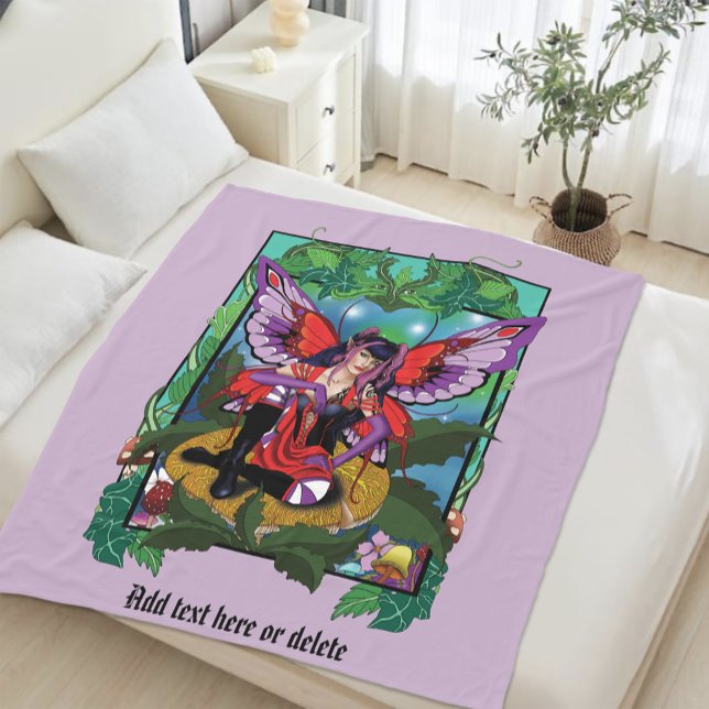 Fairy Lila Red Mushroom Gothic Fleecefilt (Skapare uppladdad)