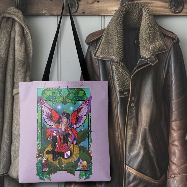 Fairy Lila Red Mushroom Gothic Tygkasse (Skapare uppladdad)