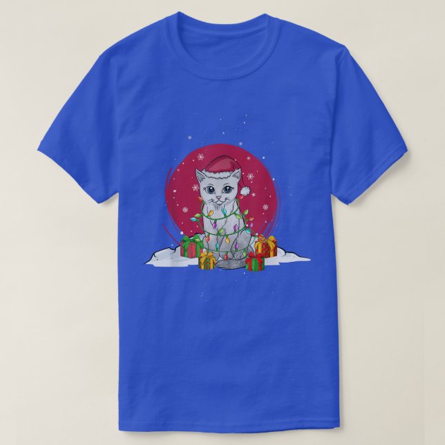 Fairy ljus, gullig julkatt i snö med ris t shirt (Design framsida)