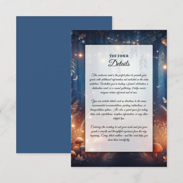 Fairy Ljus och Moonlit Forest Magic Bröllop Tilläggskort (Fram/baksida)