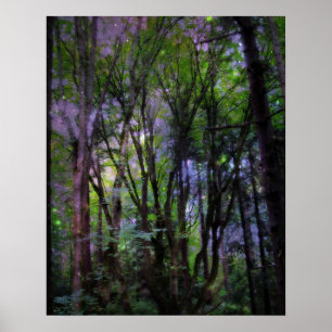Fairy Ljus Surreal Forest Poster Skriv ut